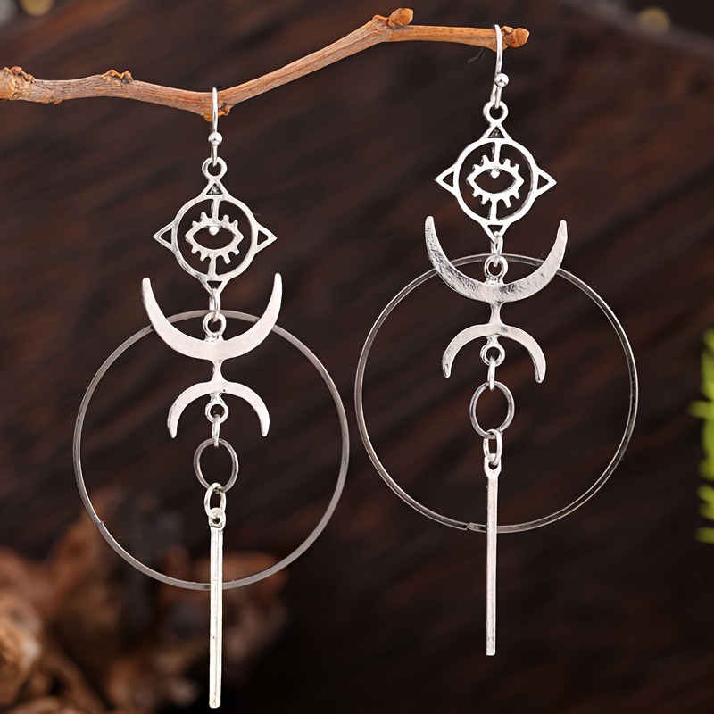 Women's Vintage Latin-Style Crescent-Shaped Long Drop Earrings
